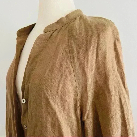 New Zara Linen Shirt Dress Camel New Buttons - Picture 11 of 15